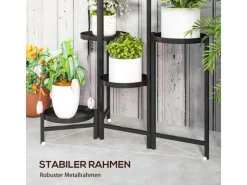 Outsunny Pflanzenständer Metall Schwarz 60L x 40B x 80H cm