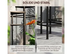 Outsunny Dekorative Figuren^Blumenständer-Set Metall Fliesen Blau 28L x 28B x 71H cm