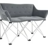 Outsunny Stühle^Campingstuhl Metall Oxfordstoff Grau 120L x 57B x 95H cm