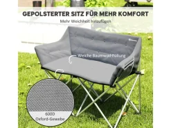 Outsunny Stühle^Campingstuhl Metall Oxfordstoff Grau 120L x 57B x 95H cm