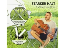 Outsunny Stühle^Campingstuhl Metall Oxfordstoff Grau 120L x 57B x 95H cm