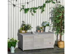 Outsunny Sitzbänke^Gartenbox Wetterbeständig 127 x 56 x 60 cm Grau