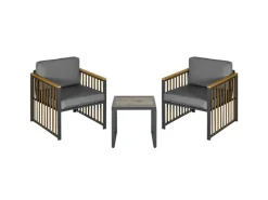 Outsunny Stühle^Gartenmöbel-Set 3-tlg. inkl. Couchtisch 2 Stühle