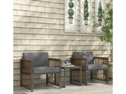 Outsunny Stühle^Gartenmöbel-Set 3-tlg. inkl. Couchtisch 2 Stühle