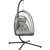 Outsunny Sessel^Hängesessel Stahl PE Rattan Hellgrau 100L x 131B x 194H cm