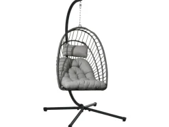 Outsunny Sessel^Hängesessel Stahl PE Rattan Hellgrau 100L x 131B x 194H cm