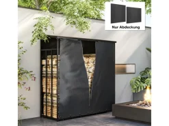 Outsunny Kaminholzregal Abdeckung Brennholzregalabdeckung Polyester Schwarz
