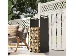 Outsunny Kaminholzregal Brennholzregal für Outdoor Indoor Stahl Schwarz