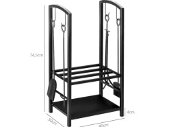 Outsunny Holzregale^Kaminholzständer 2 Schichte Kaminwerkzeug 40x30x74,5cm