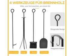 Outsunny Holzregale^Kaminholzständer 2 Schichte Kaminwerkzeug 40x30x74,5cm