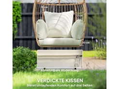 Outsunny Stühle^Rattansessel Stahl PE-Rattan 95L x 80B x 155H cm Beige