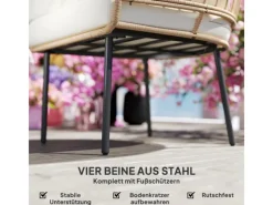 Outsunny Stühle^Rattansessel Stahl PE-Rattan 95L x 80B x 155H cm Beige