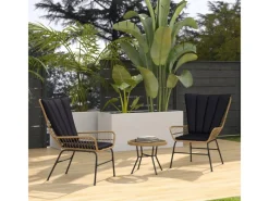 Outsunny Stühle^Rattan-Sitzgruppe PE-Rattan Polyester 76L x 66B x 96H cm Schwarz
