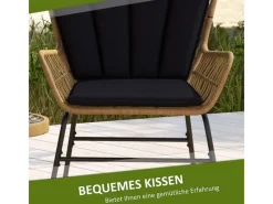 Outsunny Stühle^Rattan-Sitzgruppe PE-Rattan Polyester 76L x 66B x 96H cm Schwarz