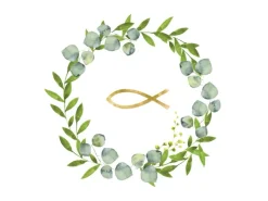 PPD Papier Servietten^Papierservietten Eucalyptuskranz und Fisch 16,5 x 16,5 cm 20 Stk Weiß-Grün FSC®