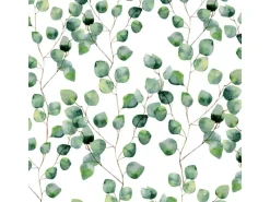 PPD Tischtücher|Papier Servietten^Papierservietten mit Eucalyptuszweigen 16,5 cm x 16,5 cm 20 Stück Weiß-Grün FSC®