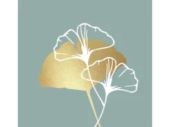 PPD Tischtücher|Papier Servietten^Papierservietten mit Ginkgo 16,5 cm x 16,5 cm 20 Stück Grün-Gold FSC®