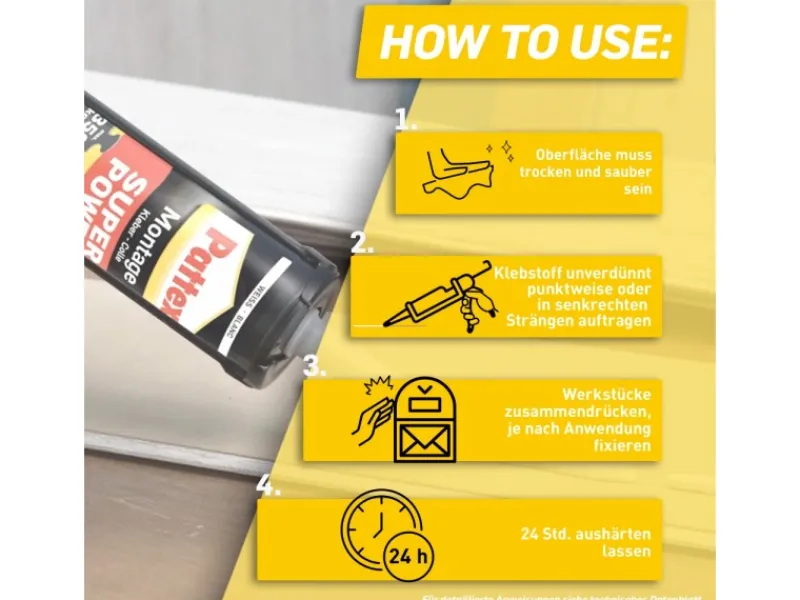 Pattex Baukleber Montagekleber Super Power Kartusche starke Anfangshaftung 370 g