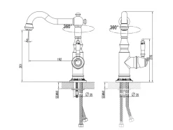 PaulGurkes Nostalgie Waschtischarmatur Küchenarmatur im Retrodesign Metall