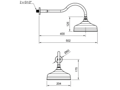 PaulGurkes Retro Duschsystem Nostalgie mit Duschkopf Handbrause ohne Armatur