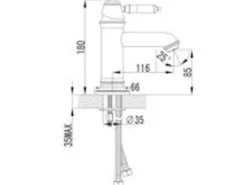PaulGurkes Schwarze Retro Waschtischarmatur Einhandmischer Bordüre Nostalgie Wasserhahn
