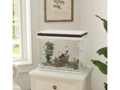 PawHut Aquarium Filtersystem Glas ABS Weiß 48L x 30B x 41H cm