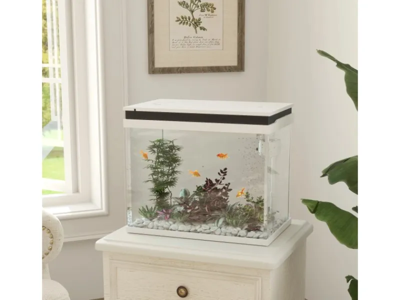 PawHut Aquarium Filtersystem Glas ABS Weiß 48L x 30B x 41H cm