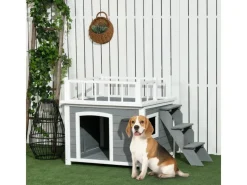 PawHut Hundebedarf|Leitern^Hundehütte mit Treppe 121 x 77 x 78 cm