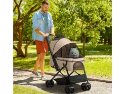 PawHut Hundebedarf^Hundewagen Stahl Oxford-Gewebe Braun 76,5L x 52B x 95H cm