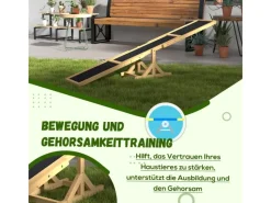PawHut Hundebedarf^Hundewippe Hunde Agility Wippe Tannenholz Gelb 180L x 30B x 30H cm