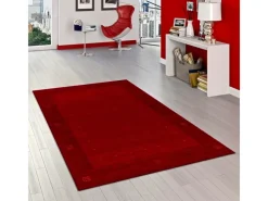 Bordüren^Pergamon Natur Teppich Indo Gabbeh Indira Bordüre Rot 90x160cm