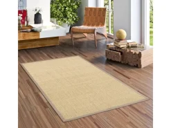 Bordüren^Pergamon Sisalteppich Natura Klassisch mit Bordüre Creme Taupe 150x150cm