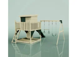 PolarPlay Spielturm Björn, mit Trapezstange, Dunkelgrün