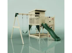 PolarPlay Spielturm Björn, mit Trapezstange, Dunkelgrün