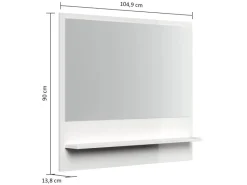 Posseik Garderoben^Flurspiegel Paneel Beauregard-L mit Rahmen und Ablage Creme-Grafit