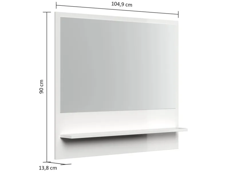 Posseik Garderoben^Flurspiegel Paneel Beauregard-L mit Rahmen und Ablage Creme-Grafit