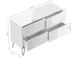 Posseik Sideboards^Sideboard Industrial E 4 Schubladen 120 cm Front