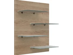 Posseik Möbelserien^Wandregal Elite 4 Glasablagen 52 cm x 60 cm Eiche