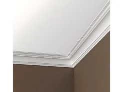 Zierprofile^PROFHOME 650113 Eckleiste Stuckleiste Deckenleiste Zierleiste Stoßfest 2 m 200 cm x 8,0 cm x 8,4 cm Weiß