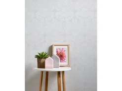 PROFHOME 951351-GU Barock Tapete Ornament Matt Weiß 0,53 m x 10,05 m 5,33 m2 Weiß