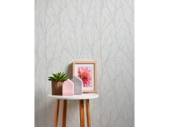 PROFHOME 321015-GU Natur Tapete Grafisch Matt Weiß 0,53 m x 10,05 m 5,33 m2 Weiß