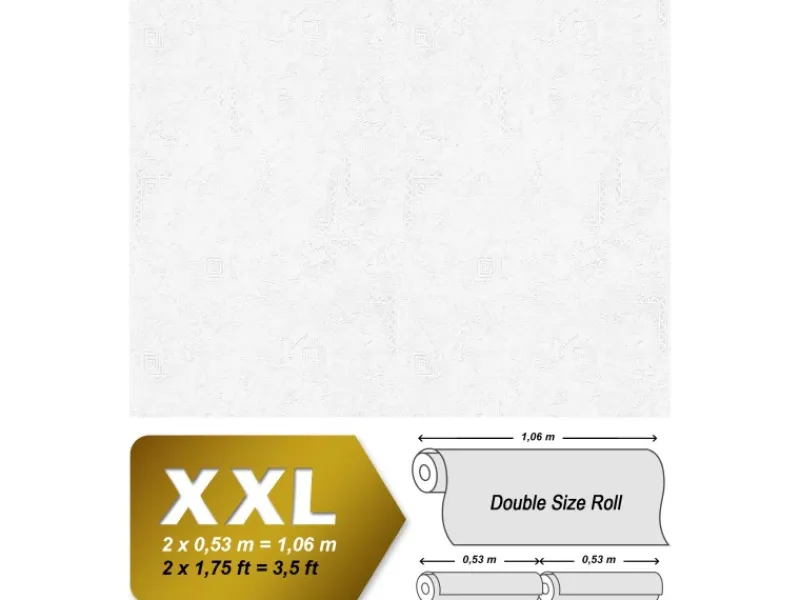 Überstreichbare Tapeten^PROFHOME 321916-GU Spachtel Putz Tapete Grafisch Matt Weiß 1,06 m x 25,00 m 26,50 m2 Weiß