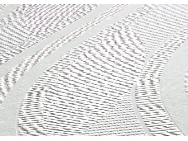 PROFHOME 260512-GU Streifen Tapete Geschwungene Linien Matt Weiß 0,53 m x 10,05 m 5,33 m2 Weiß