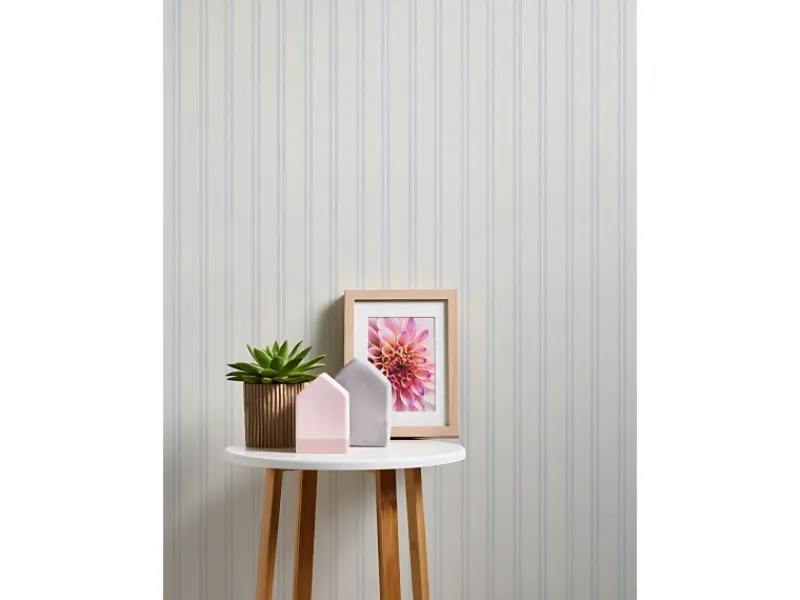 Überstreichbare Tapeten^PROFHOME 243515-GU Streifen Tapete Traditionell Matt Weiß 0,53 m x 10,05 m 5,33 m2 Weiß