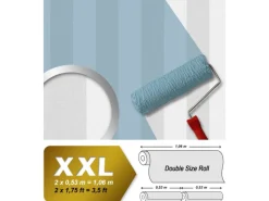 Überstreichbare Tapeten^PROFHOME 247612-GU Streifen Tapete Traditionell Matt Weiß 1,06 m x 25,00 m 26,50 m2 Weiß