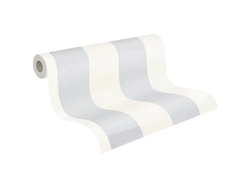 Überstreichbare Tapeten^PROFHOME 247612-GU Streifen Tapete Traditionell Matt Weiß 1,06 m x 25,00 m 26,50 m2 Weiß