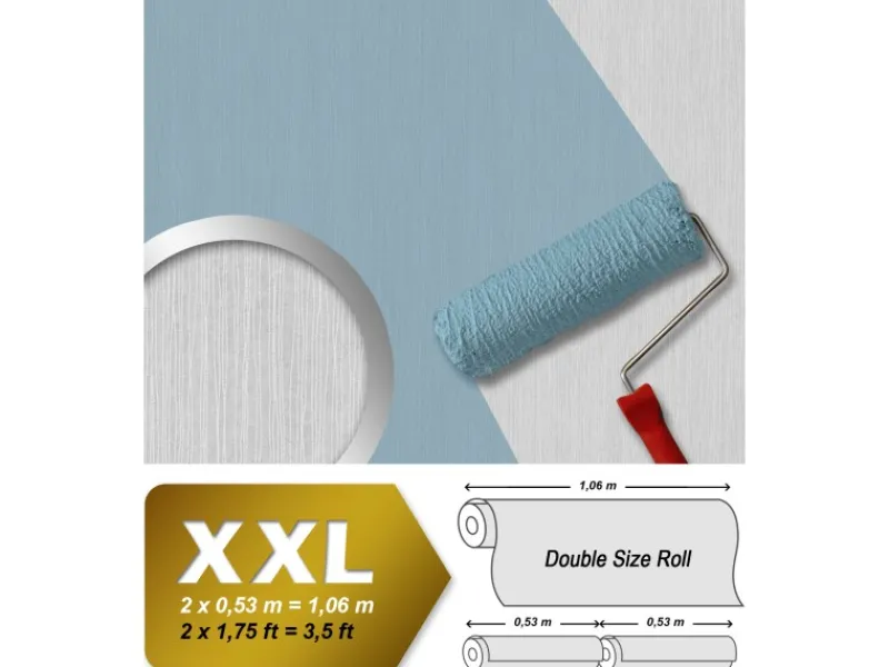 Überstreichbare Tapeten^PROFHOME 248619-GU Struktur Tapete Gestreiftes Muster Matt Weiß 1,06 m x 25,00 m 26,50 m2 Weiß