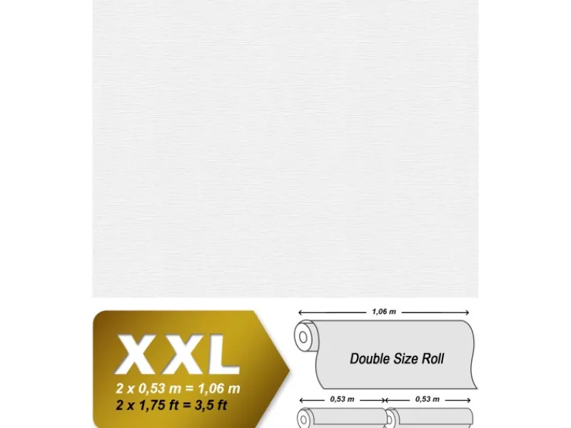 Überstreichbare Tapeten^PROFHOME 250612-GU Textiloptik Tapete Struktur Matt Weiß 1,06 m x 25,00 m 26,50 m2 Weiß