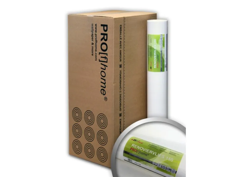PROFHOME Renoviervlies 150 g Malervlies Saniervlies Vliestapete 1 Karton mit 9 Rollen 168,75 m2 Weiß