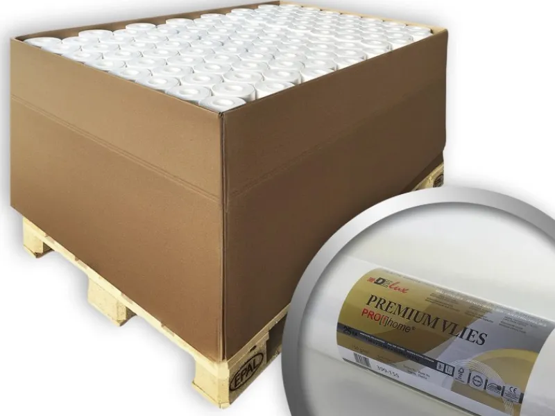 PROFHOME Renoviervlies PremiumVlies 150 g Profi-malervlies Weiß 1 Palette mit 80 Rollen 2000 m2 Weiß